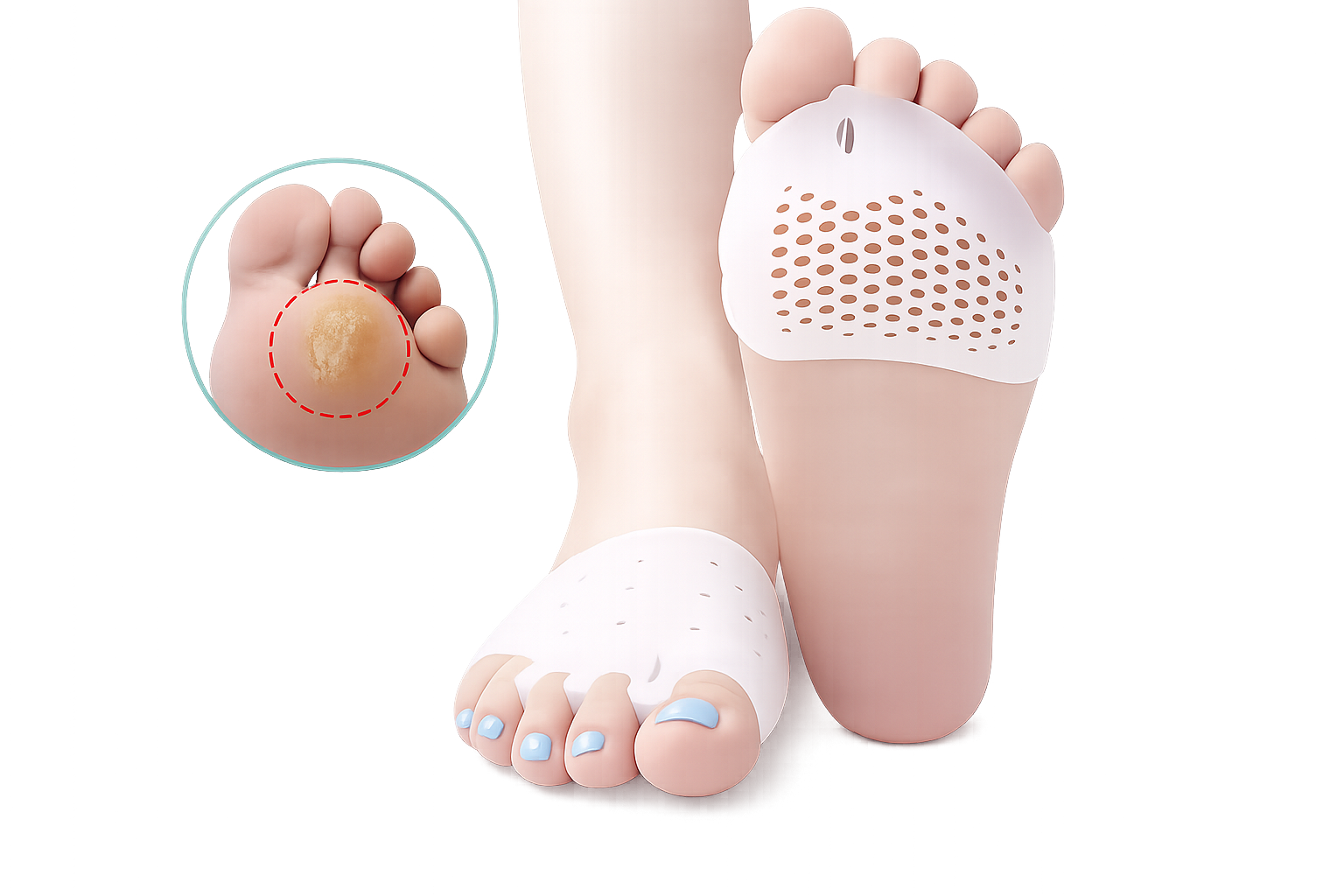 جورب سيليكون لخمس أصابع القدم مع دعم مشط القدم